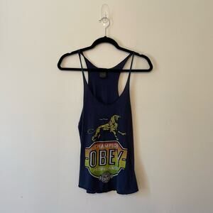 Obey S tank top lion gray multicolor summer grunge champion star casual animal